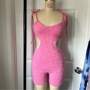 Pink Fuzzy Cutout Bodysuit